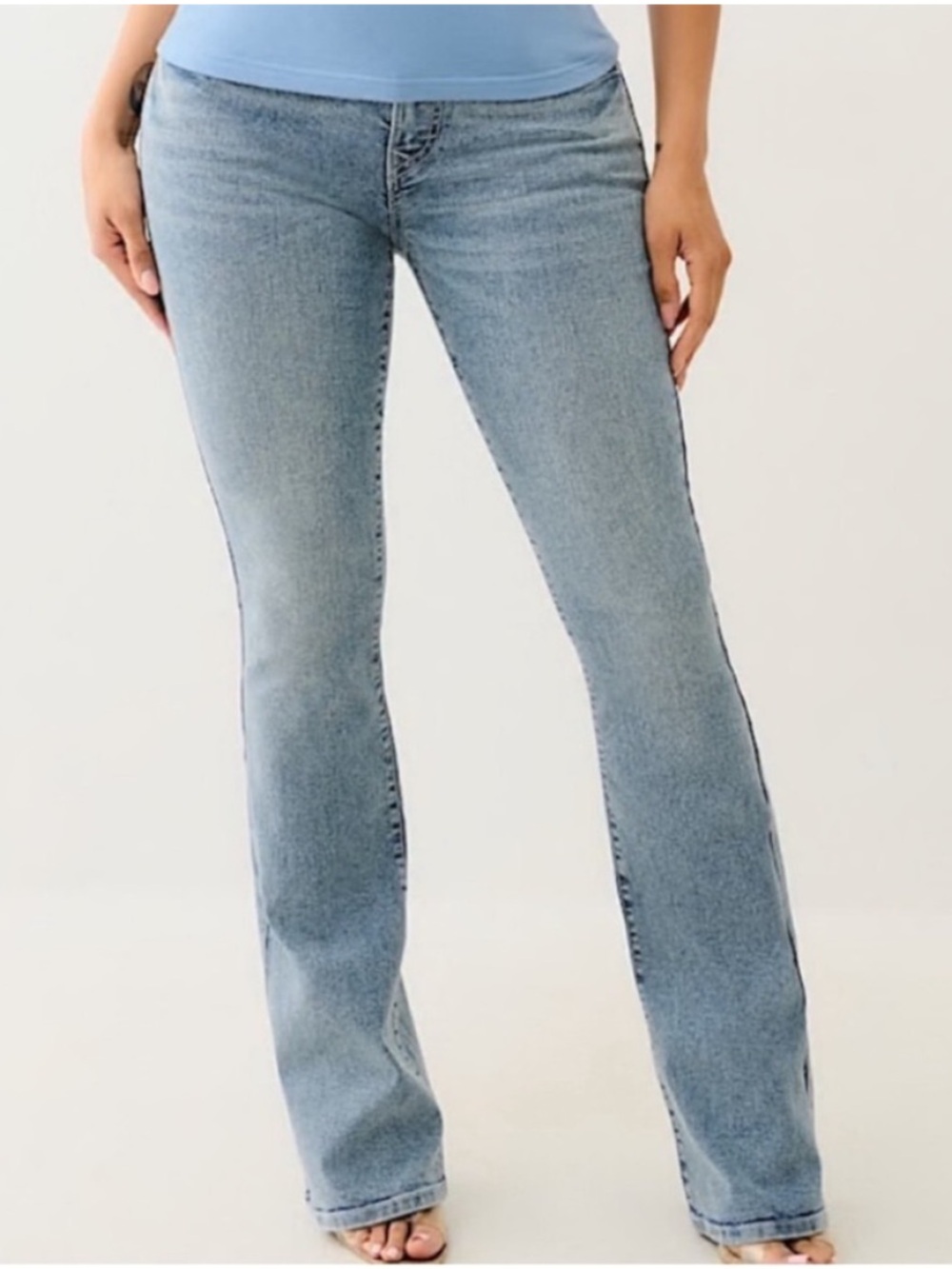 True Religion 28 Jeans Becca Mid Rise bootcut in Light Mellow Blue pockets NWT